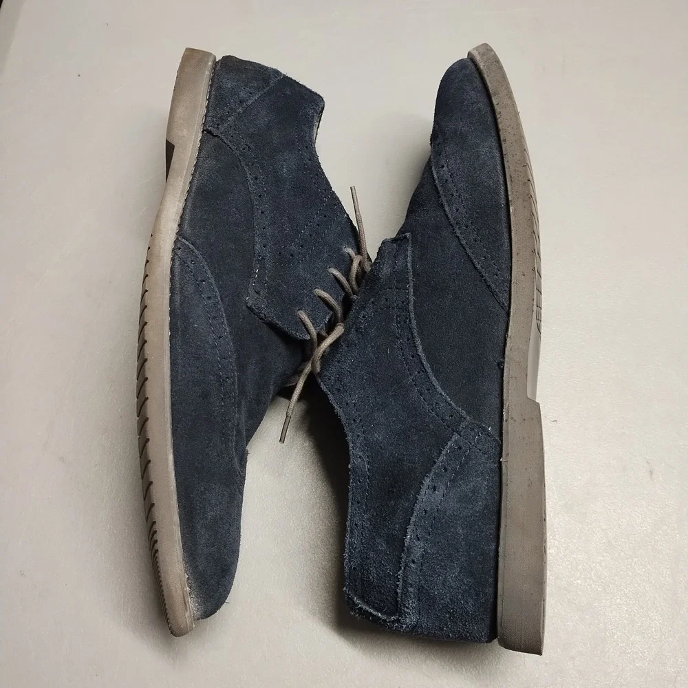 Calvin Klein Faxon Wingtip Oxford Shoes Mens Size 13M Blue Cuban Heel Lace Up
